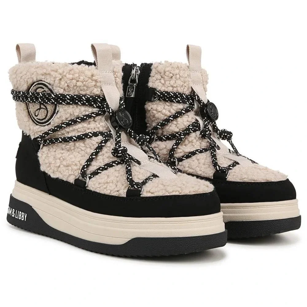 NWB Sam & Libby‎ Carly Sherpa Zip Lace Up Winter Snow Boots Womens 10